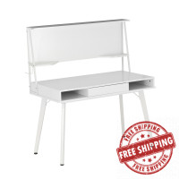 Techni Mobili RTA-4820D-WHT Study Computer Desk with Storage & Magnetic Dry Erase White Board, White